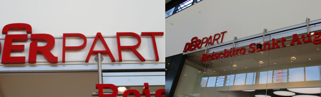 Leuchtreklame Sankt Augustin, ‚Der Part‘ ist begeistert von seiner neuen LED-Au&szlig;enwerbung. Die Einzelbuchstaben ausgestattet mit LED-Technik zeigen den G&auml;sten genau wo sie ihren Traumurlaub buchen k&ouml;nnen!