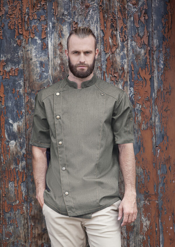 KARLOWSKY Kurzarm Kochjacke Jeans-Style