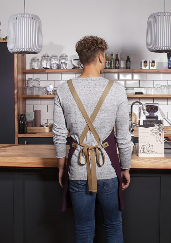 KARLOWSKY Latzschürze Urban-Look mit Kreuzbändern und Tasche – Bild 4
