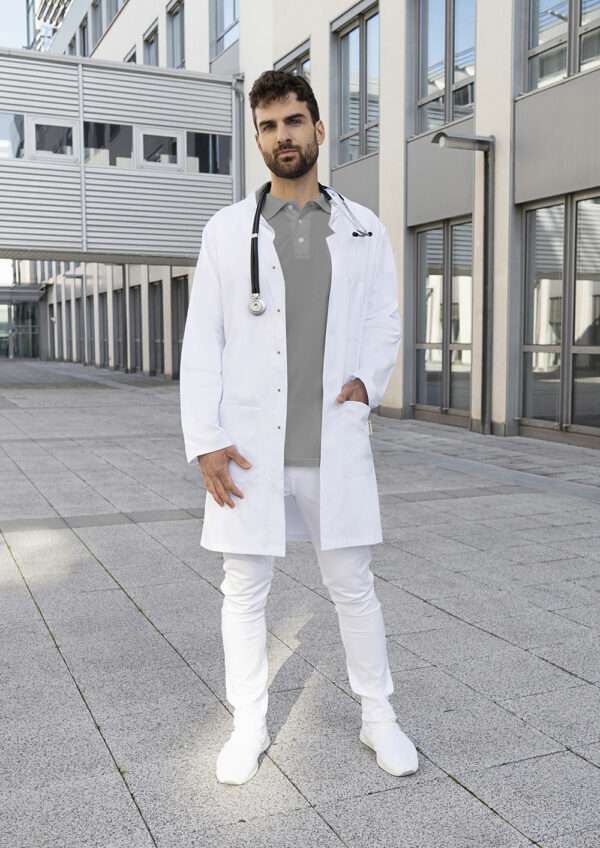 KARLOWSKY Herren Arzt- und Labormantel Modern-Shape mit Stehkragen und verdeckter Knopfleiste