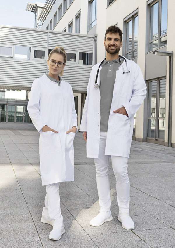 KARLOWSKY Herren Arzt- und Labormantel Modern-Shape mit Stehkragen und verdeckter Knopfleiste – Bild 7